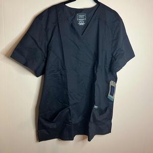 Cherokee Women's Shaped 3-Pocket Mock Wrap Scrub Top Black 2XL WW610